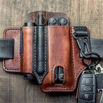 Cyslmuk - Sac à outils de ceinture, sac de ceinture multifonction, pochette de ceinture, pochette utilitaire edc avec porte-clé – Marron