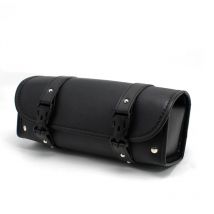Sac à outils pour moto Sacoche avant de moto en forme de tonneau rétro Sacoches noires imperméables Sac de conduite pour moto