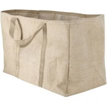 Sac à bûches beige en toile de jute plastifié 30x60x40cm