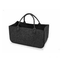 Sac à bûches gris foncé en feutrine 25x25x50cm