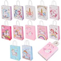 Sac Cadeau, 12 PCS Sacs en Papier, Sacs Cadeaux Licorne pour Enfants, pour Les Cérémonies de Remise des Diplômes, Halloween ou Anniversaire (21 15