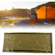 Sac de couchage de survie d'urgence Isolation thermique Film aluminium pe Sac de survie Bivouac avec sac de rangement pour extérieur Vert 200x85cm