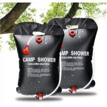 Sac de Douche Solaire, 2 pcs 20L Douche Solaire de Camping Solaire Sac de Douche Portatif Extérieur pour Douche avec Flexible Commutable Tête de
