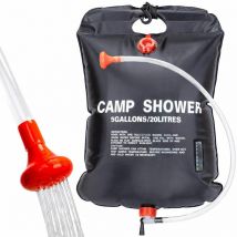 Jormftte - Sac de Douche Solaire Camping 20L Voyage Chauffé à L'énergie Solaire Portable Eau Chaude avec Flexible Amovible à 45 ° c Tête de Douche