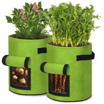Sac de plantation 2Pcs 7 Gallon Sacs à Plantes Tissu Durable avec Poignées pour Pommes de terr Fleurs Plantes Légumes, Vert Naizy