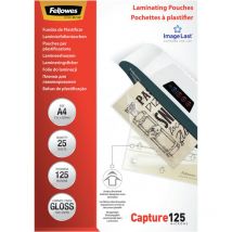 Pochettes ImageLast A4 125 microns - Paquet de 25 - Transparent - Plastique - A4 - 310 mm - 214 mm - 4 mm (5396301) - Fellowes