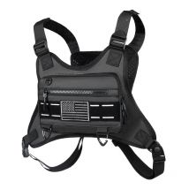 Lifcausal - Sac de poitrine de sport respirant et résistant à l'eau, sac de gilet de course réfléchissant sur le devant pour hommes