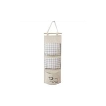 Sac de rangement à suspendre sur la porte Sac de rangement à suspendre sur la porte, pochette en coton pour organisateur suspendu (3 poches, beige)