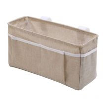 Sac de rangement de chevet, table de chevet suspendue, panier de chevet suspendu, pour lit superposé, télécommande tv (beige)
