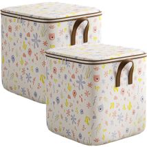 Sac de Rangement pour Couette en Non-tissé 2 Pièces, Sac De Rangement Pour Vêtements De Grande Capacité Boîte De Rangement Pour Placard Avec Poignées