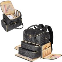 Sac de Rangement Vernis à Ongle,Trousse De Maquillage avec 2 Organisateur De Vernis à Ongles Amovibles, Peut Contenir 80 Bouteilles Et Une Lampe à