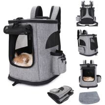 Sac De Transport Chat Respirant Pliant, Sac À Dos Pour Animaux Domestiques Avec Poches Latérales Laisse Pour Camping Voyage Balades