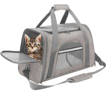 Sac De Transport Pour Animal Chien Chat Tissu Oxford 43x25x28cm Gris