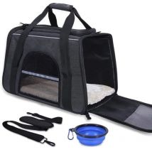 Vicmhuang - Sac de transport pour chat et chien Respirant et Pliable avec Bol pliant 45x29x31cm Noir