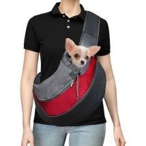 Tragetasche für Hunde und Katzen – atmungsaktive Netz-Schultertragetasche (rot, l)