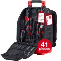 Wiha - Sac à dos à outils pour mécaniciens 41 pièces i Avec équipement de base pour mécaniciens i Fond de rangement stable i Avec compartiment pour