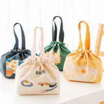 Sac fourre-tout à bento en toile de style japonais, grande capacité, épais et portable