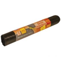 Sac poubelle renforcé 50L – Lot de 5 – Plastique noir – 60 x 85 cm – Épaisseur 100 microns
