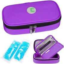 Sac isotherme pour diabétiques - Sac isotherme portable pour médicaments diabétiques avec 2 blocs de glace (violet)