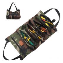 Fitags - Sac Outils 5 Poches Zippées,Rouleau D'Outils Sac Voiture,Sac Outils Rouleau Toile,Poche Zippée Rouleau D'Outils,Pliable,Convient Aux