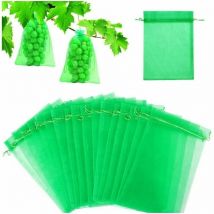 Xvx Sac Protection Fruits 100 Pièces, Sachet Protection Raisin 20x 30cm Jardin Sac Organza avec Cordon Contre Guêpe Drosophile Scarabées Oiseaux