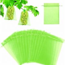 Sac Protection Fruits 60 Pièces, Sachet Protection Raisin 20x 30cm Jardin Sac Organza avec (Vert Mousse)