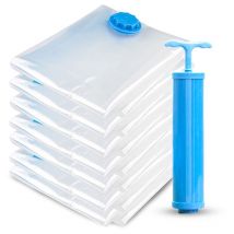 Roleader - Sac Rangement Sous Vide Aspirateur, Lot de 6 Sac Sous Vide Vetement avec 1 Pompe Manuelle et ,Réutilisable Housse Rangement sous Vide pour