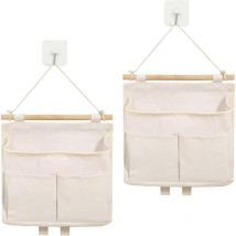 Sac Rangement Suspendu, 3 pcs Sac De Rangement Mural avec 3 Poches Organisateur Poche Suspendu et Crochet Adhésif