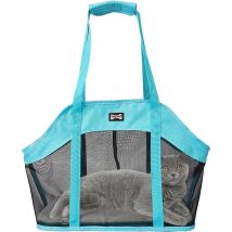 Tragetasche für Hunde und Katzen, atmungsaktive Netz-Haustierhandtasche, blau