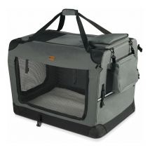 Sac transport pliable chien chat caisse cage portable 50x35x36cm gris