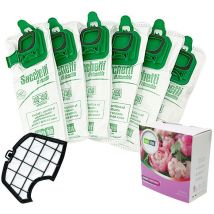 Sacchetti folletto vk 140 vk 150 6 pz + granuli profumati peonia + filtri compatibili