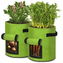 Naizy - Confezione da 2 Sacchi per Rifiuti da Giardino Sacco per Patate Sacco per Piante Vaso per Piante per Patate, Fiori, Piante, Verdure (10
