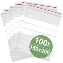 Sachet à fermeture pression avec bande d'inscription (l x h) 150 mm x 200 mm transparent Polyéthylène