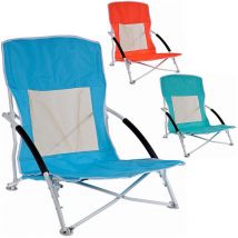 Pro Beach - Chaise De Plage Pliante Métallique 50x40x65cm Couleurs Assorties