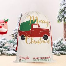Unho - 5 pcs Bolsa de Lona de Santa Saco de Navidad, Bolsa Grande de Lona con cordón, Bolsa de algodón Favores de Fiesta para Almacenamiento de