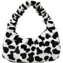 Cosma - Sacoche à poignée supérieure pour femme Sac à bandoulière en fausse fourrure Sac à main à imprimé vache Sac à main sous les bras, Ensoleillé