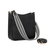 Sacs à bandoulière pour femmes, sac à bandoulière tendance en cuir végétalien pour dames avec deux sangles (noir)