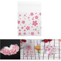 Sacs à bonbons en plastique à motif Floral, 100 pièces/paquet, pour Biscuits et Biscuits de mariage (cerise orientale 7x7cm)