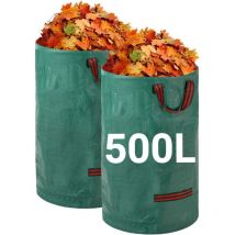 Shining House - Sacs à déchets de jardin robustes - 500L x 2Pack Sacs de jardin réutilisables avec poignées - Tissu industriel pour feuilles déchets