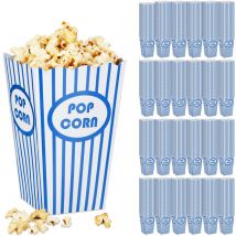 Sacs à pop-corn, 576 pièces, rayés, rétro, accessoires pour film, carton, contenants pour pop-corn, bleu/blanc - Relaxdays