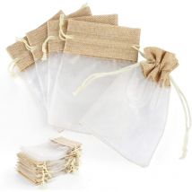 Serbia - Sacs cadeaux en organza, 30 pochettes à bijoux de mariage, 10 x 15 cm, sac cadeau en toile de jute avec cordon de serrage, pochettes à