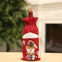 Sacs de bouteille de vin de noël, sacs de vin de noël, sacs cadeaux de vin réutilisables, cadeaux de décoration de Table de noël(Bonhomme de neige à