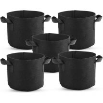 Sacs de culture 5 paquets de 3 gallons, pots en tissu non tissé portables, sacs de culture pour plantes avec poignées, sacs de culture réutilisables
