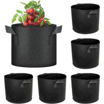 Basetbl - Sacs de Plantation, Lot de 6 Sac à Plantes 30L en Non Tissé Pots pour Tomates, Fraises, Poivrons, Carottes - 7 Gallons Noirs