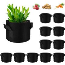Ersandy - Sacs de Plantation Non tissé, Lot de 12 Sacs de Croissance pour Pomme de Terre, Plante, Tomate, Végétale Aération Tissu Pots avec Poignée,