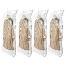 Sacs de rangement sous vide pour vêtements suspendus, 4 paquets (105 × 70 cm), sac sous vide pour costumes, manteaux, vestes, économisez 80 %
