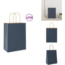 Sacs en papier 250 pcs avec poignées bleu 21x11x28 cm - Sac En Papier - Sacs En Papier - Sac Kraft - Sac-cadeau En Papier