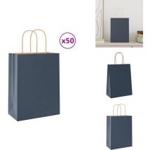 Sacs en papier 50 pcs avec poignées bleu 21x11x28 cm - Sac En Papier - Sacs En Papier - Sac Kraft - Sac-cadeau En Papier