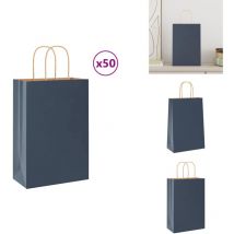 Sacs en papier 50 pcs avec poignées bleu 21x11x31 cm - Sac En Papier - Sacs En Papier - Sac Kraft - Sac-cadeau En Papier