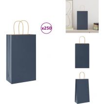 Sacs en papier kraft 250 pcs avec poignées bleu 21x11x36 cm - Sac En Papier Kraft - Sacs En Papier Kraft - Sac En Papier - Sac Kraft